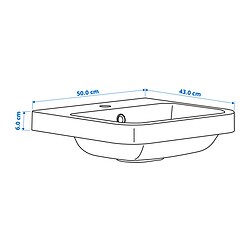 Ilustración de medidas - BACKSJÖN lavabo semiempotrado