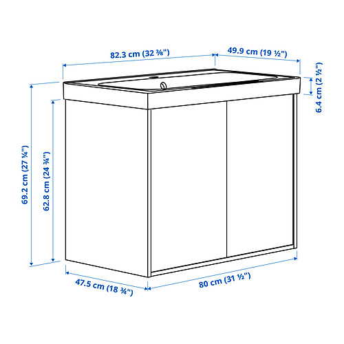 HAVBÄCK / ORRSJÖN, mueble de lavabo con puertas/lavabo. 5 de 5 abrir diálogo