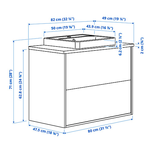 HAVBÄCK / ORRSJÖN, mueble de lavabo con cajones/lavabo. 7 de 7 abrir diálogo