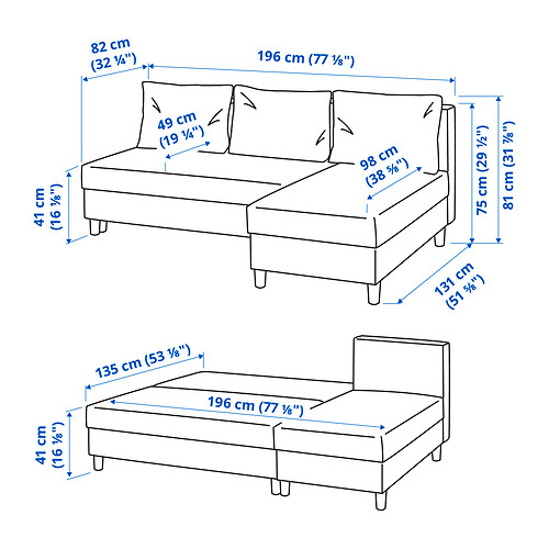 ÄLVDALEN, sofá cama 3 plazas con chaiselongue. 8 de 8 abrir diálogo