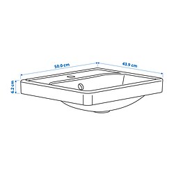 Ilustración de medidas - ORRSJÖN lavabo semiempotrado con sifón