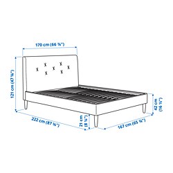 Ilustración de medidas - IDANÄS Cama tapizada