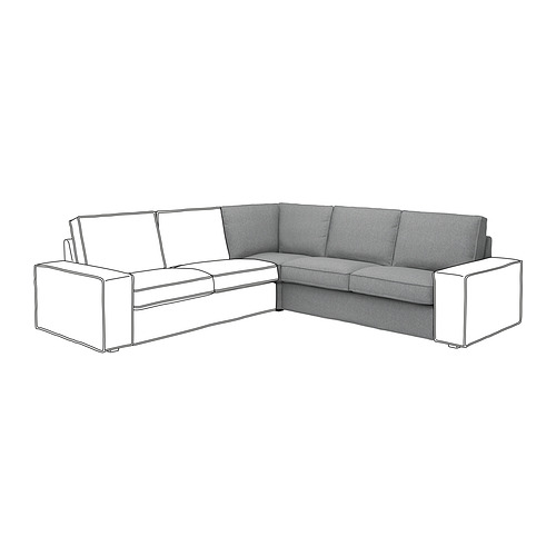 Sofá modular gris KIVIK, diseño moderno con forma cuadrada, tapicería de tela suave.
