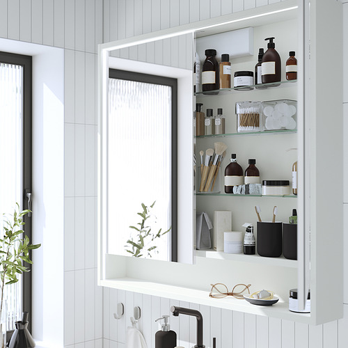 FAXÄLVEN, mirror cabinet with built-in lighting. 4 of 5 open dialog