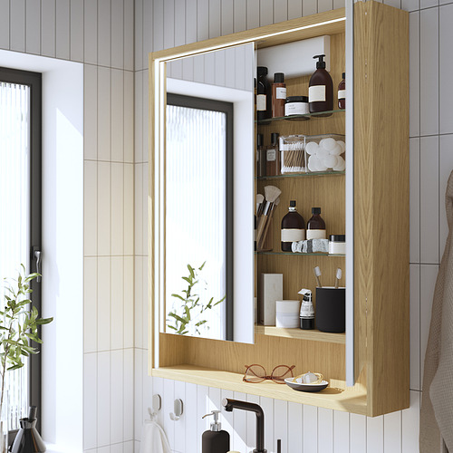 FAXÄLVEN, mirror cabinet w built-in lighting 1540 lm 2700K. 4 of 5 open dialog