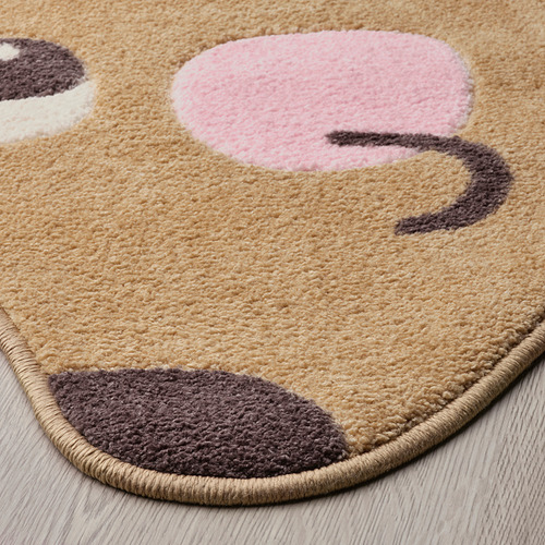 Alfombra redonda de felpa con formas pastel, suave al tacto, diseñada para niños.