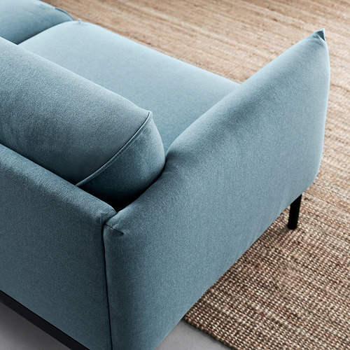 Sofá azul ÄPPLARYD: elegante y cómodo, minimalista.