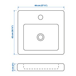 Ilustración de medidas - TVÄLLEN lavabo 1 seno grande