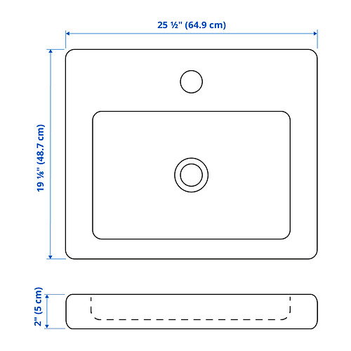 Measurement Illustration - TVÄLLEN sink with water trap