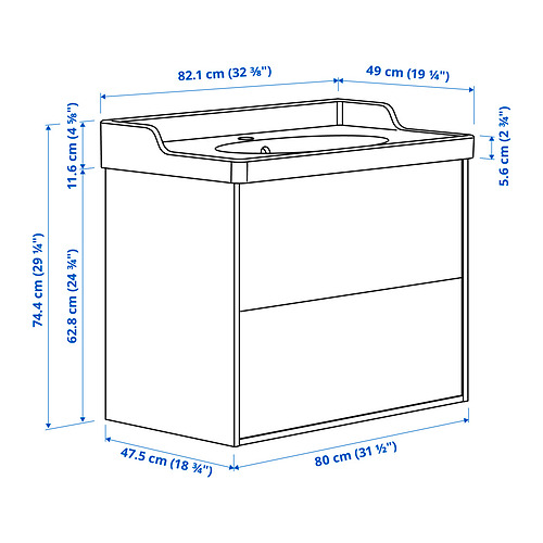 TÄNNFORSEN / RUTSJÖN, mueble de lavabo con cajones/lavabo. 7 de 7 abrir diálogo