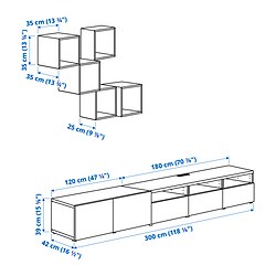 Measurement Illustration - BESTÅ/EKET TV cabinet with storage