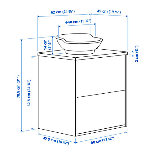 TÄNNFORSEN / VÄSTERSJÖN, mueble de lavabo con cajones/lavabo. 8 de 8 abrir diálogo