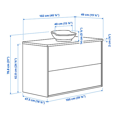 TÄNNFORSEN / VÄSTERSJÖN, mueble de lavabo con cajones/lavabo. 8 de 8 abrir diálogo