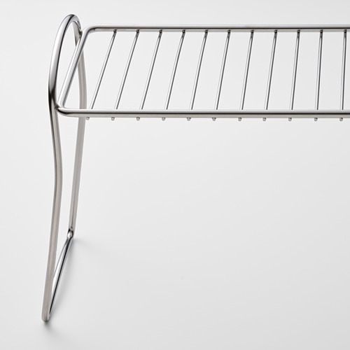 Tendedero de acero inoxidable, resistente y elegante, diseñado para el uso en encimeras de cocina.