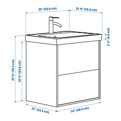 Measurement Illustration - HAVBÄCK/ORRSJÖN Bathroom vanity with sink & faucet