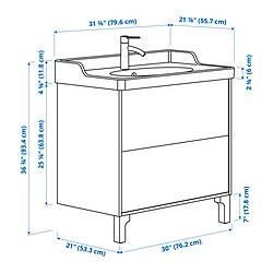 Measurement Illustration - TÄNNFORSEN/RUTSJÖN wash-stnd w drawers/wash-basin