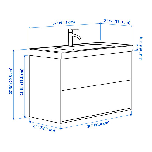 Measurement Illustration - ÄNGSJÖN/ORRSJÖN wash-stnd w drawers/wash-basin
