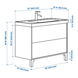 Measurement Illustration - TÄNNFORSEN/ORRSJÖN wash-stnd w drawers/wash-basin