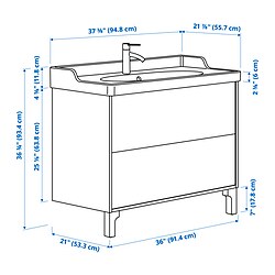 Measurement Illustration - TÄNNFORSEN/RUTSJÖN wash-stnd w drawers/wash-basin