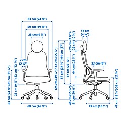 Ilustración de medidas - UTKLASSNING silla gaming