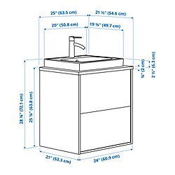 Measurement Illustration - HAVBÄCK/ORRSJÖN wash-stnd w drawers/wash-basin