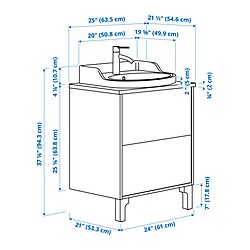 Measurement Illustration - TÄNNFORSEN/RUTSJÖN wash-stnd w drawers/wash-basin