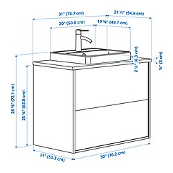 Measurement Illustration - HAVBÄCK/ORRSJÖN wash-stnd w drawers/wash-basin