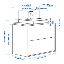 Measurement Illustration - ÄNGSJÖN/BACKSJÖN wash-stnd w drawers/wash-basin