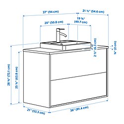 Measurement Illustration - HAVBÄCK/ORRSJÖN wash-stnd w drawers/wash-basin