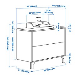 Measurement Illustration - TÄNNFORSEN/RUTSJÖN wash-stnd w drawers/wash-basin