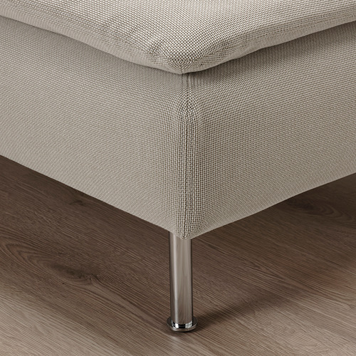 Sofás modernos pata; acabado elegante, metálico y pulido; Soporta un asiento de tela afelpada y texturizada.