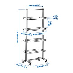 Ilustración de medidas - MITTZON estructura con ruedas