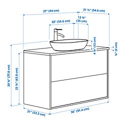 Measurement Illustration - ÄNGSJÖN/OXMYREN wash-stnd w drawers/wash-basin
