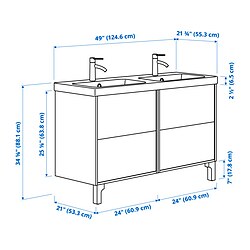 Measurement Illustration - TÄNNFORSEN/ORRSJÖN wash-stnd w drawers/wash-basin