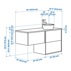 Measurement Illustration - ÄNGSJÖN/OXMYREN wash-stand/wash-basin
