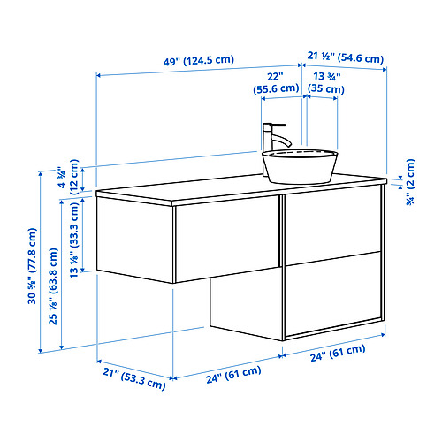 Measurement Illustration - ÄNGSJÖN/OXMYREN wash-stand/wash-basin