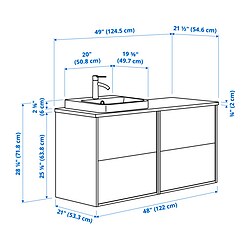 Measurement Illustration - ÄNGSJÖN/BACKSJÖN wash-stand/wash-basin