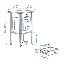 Ilustración de medidas - HEMNES mesita de noche