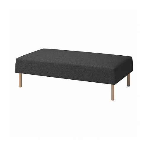 Opuf rectangular negro LILLEHEM con funda de tela desenfundable y patas de madera.