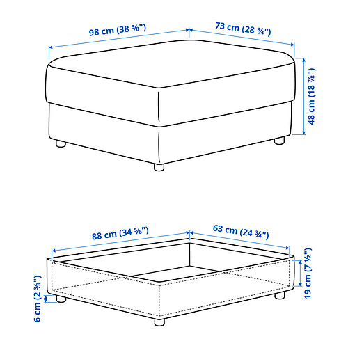 VIMLE, ottoman with storage. 7 of 7 open dialog