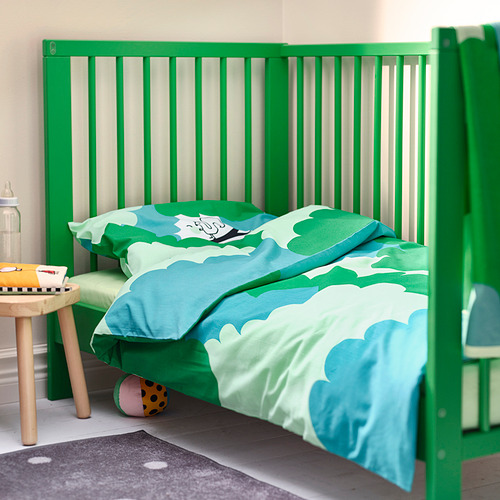 GRÖNFINK, 3-piece bedlinen set for cot. 4 of 7 open dialog