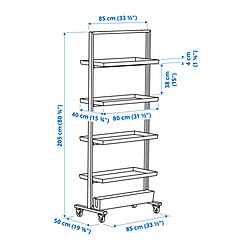 Measurement Illustration - MITTZON frame with castors