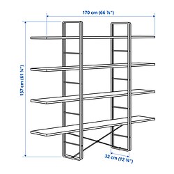 Measurement Illustration - BYAKORRE open shelf unit