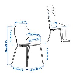 Measurement Illustration - SKÅLSTA dining table and 4 chairs