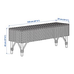 Measurement Illustration - TOLKNING bench with storage