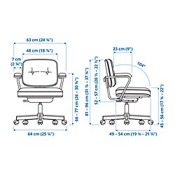 Ilustración de medidas - ALEFJÄLL silla de trabajo