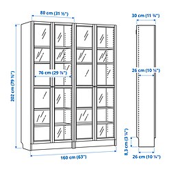 Measurement Illustration - BILLY/OXBERG cabinet display