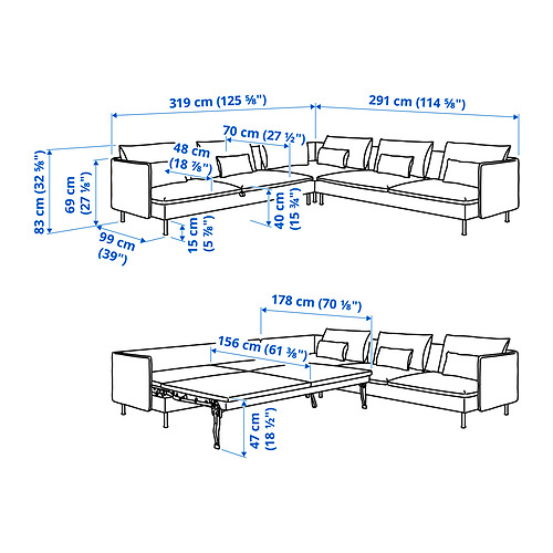 SÖDERHAMN, 6 seat corner sofa bed. 5 of 5 open dialog