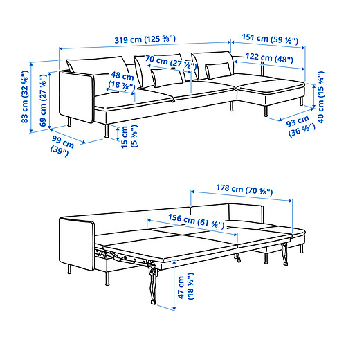 SÖDERHAMN, 4-seat sofa-bed. 8 of 8 open dialog