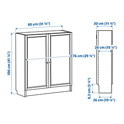 Measurement Illustration - BILLY/OXBERG bookcase with doors